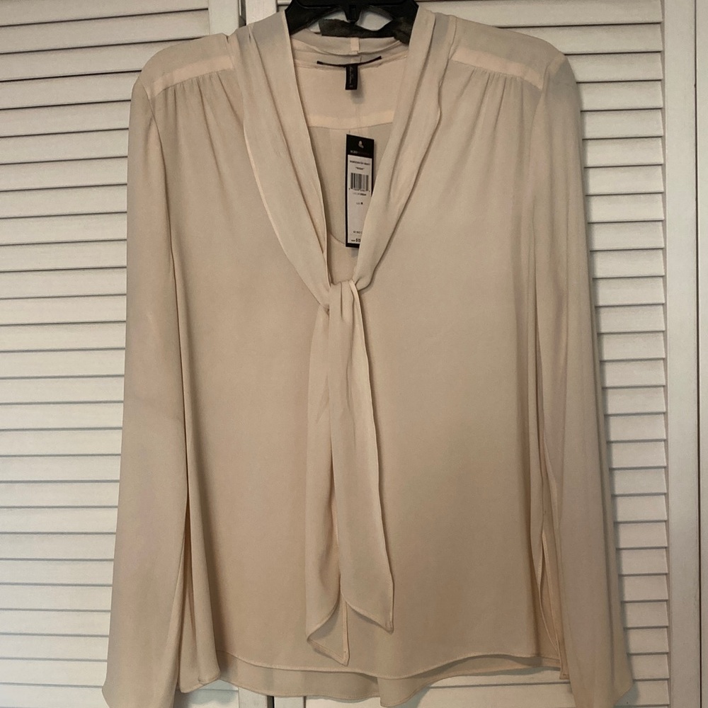 BCBGMaxAzria Cream Tie-Neck Blouse